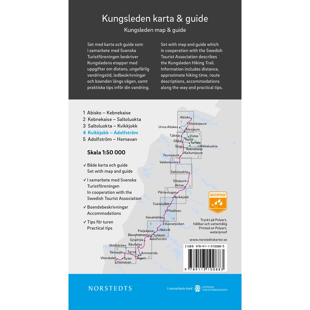 Kungsleden 4 Kvikkjokk Adolfström karta och guide Outdoorkartan